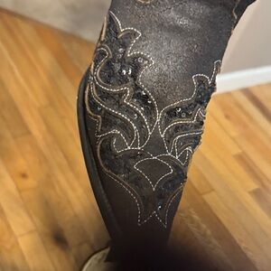 Black Embroidered Western Boots